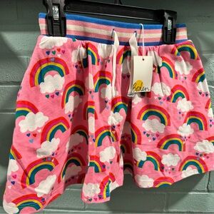 Mini Boden Pink Skort with Rainbow and Cloud Design